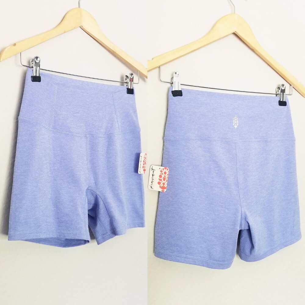 NEW FP MOVEMENT by FREE PEOPLE Never Better Heather Bike Shorts S Blueberry $48 - Picture 14 of 16